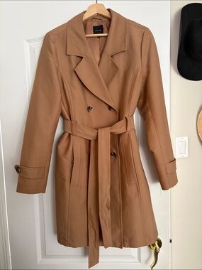 RW&CO. Camel Tan Double-Breasted Trench Coat with Belt